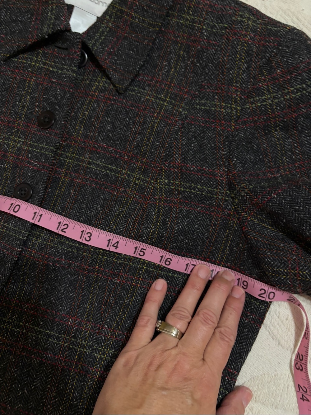 Excellent condition vintage Liz Claiborne Gray Plaid Wool Jacket & Skirt size 12 - Picture 7 of 16